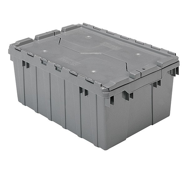 Akro 39085 Grey Attached Lid Container