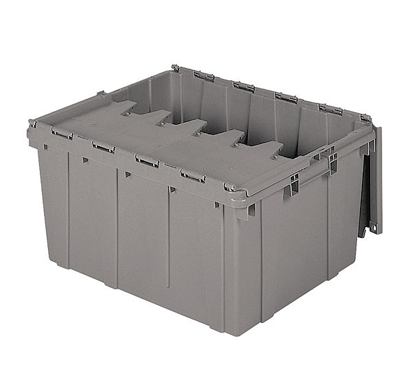 Akro 39175 Grey Attached Lid Container